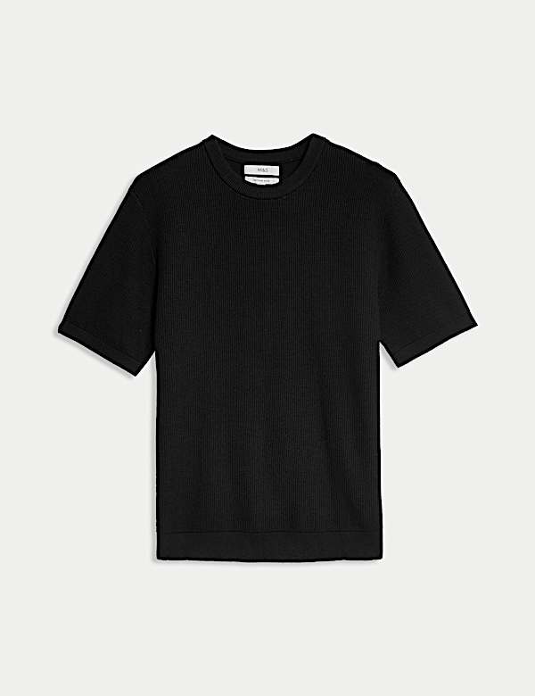 Pleten&eacute; tričko s texturou a vysok&yacute;m pod&iacute;lem bavlny - CZ