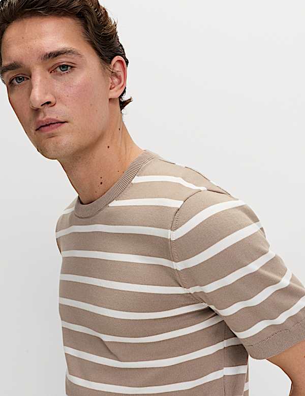 Kaus Rajut Motif Garis Bahan Katun - ID