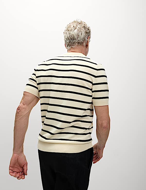 Cotton Rich Striped Knitted T-Shirt