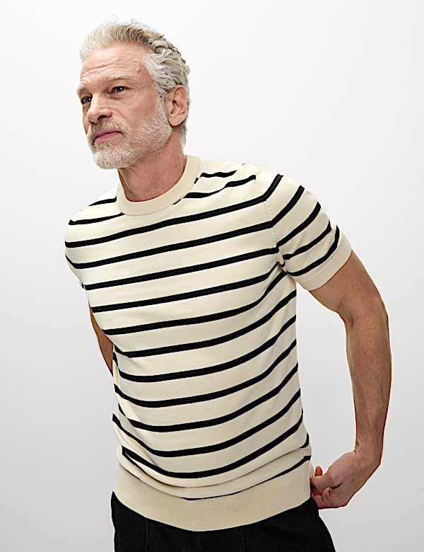 Cotton Rich Striped Knitted T-Shirt