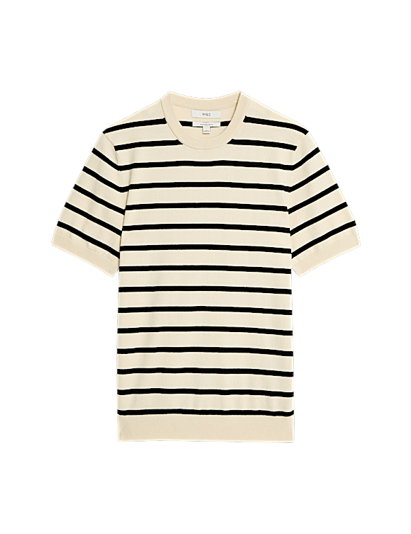 Cotton Rich Striped Knitted T-Shirt