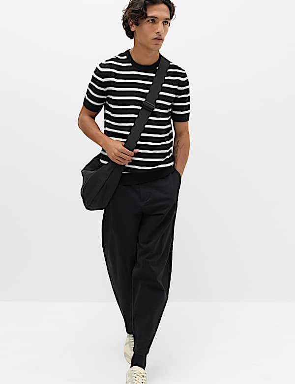 Cotton Rich Striped Knitted T-Shirt - NO