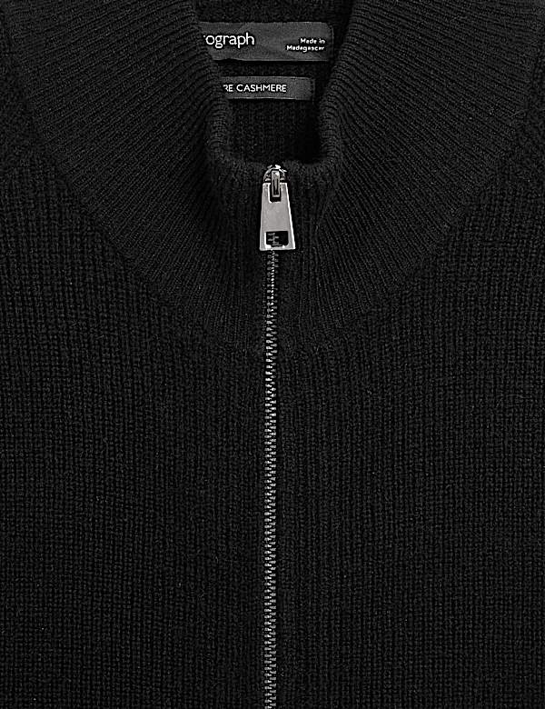 Gilet 100 % cachemire &agrave; motif textur&eacute; avec fermeture &agrave; glissi&egrave;re - BE