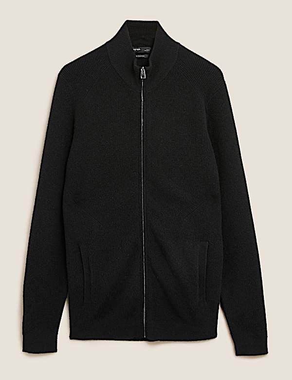 Gilet 100 % cachemire &agrave; motif textur&eacute; avec fermeture &agrave; glissi&egrave;re - BE