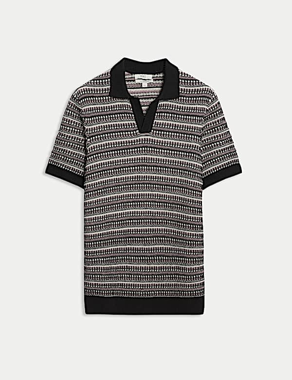Cotton Blend Knitted Polo Shirt - US
