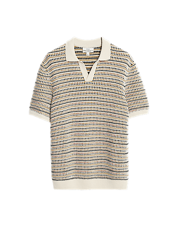 Cotton Blend Knitted Polo Shirt