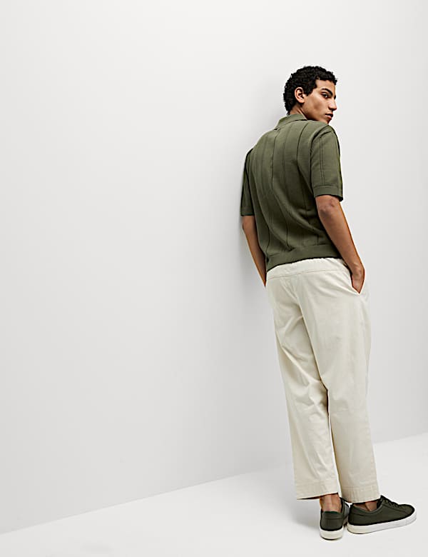 Pure Cotton Textured Knitted Polo Shirt