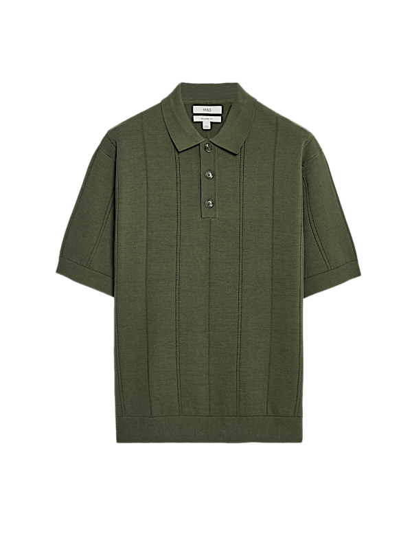 Pure Cotton Textured Knitted Polo Shirt