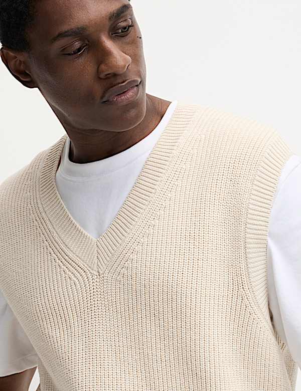 Pure Cotton Ribbed Knitted Vest - GR