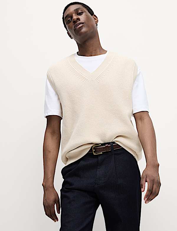 Pure Cotton Ribbed Knitted Vest - GR