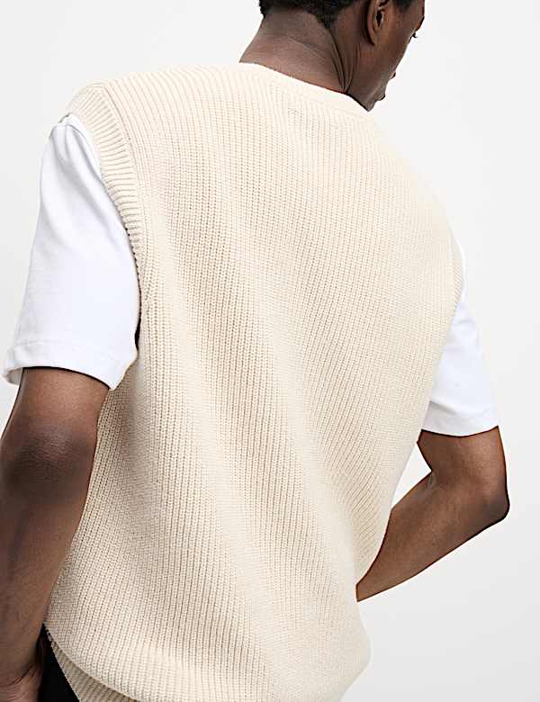 Pure Cotton Ribbed Knitted Vest - GR