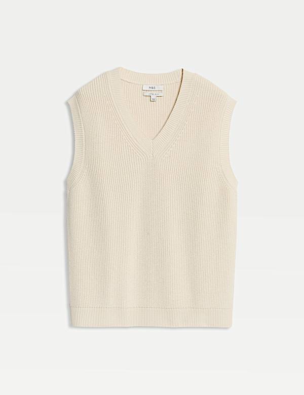 Pure Cotton Ribbed Knitted Vest - GR