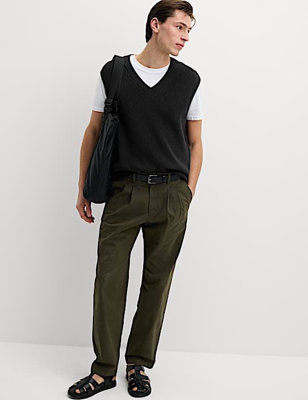 Camiseta de punto 100 % algodón ribeteada - US