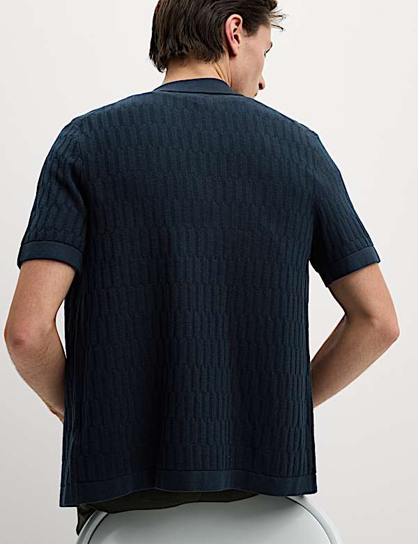 Cotton Rich Textured Knitted Polo Shirt - PL