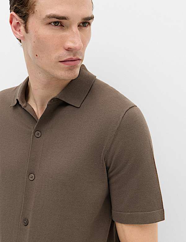 Mercerised Cotton Knitted Polo Shirt - BN