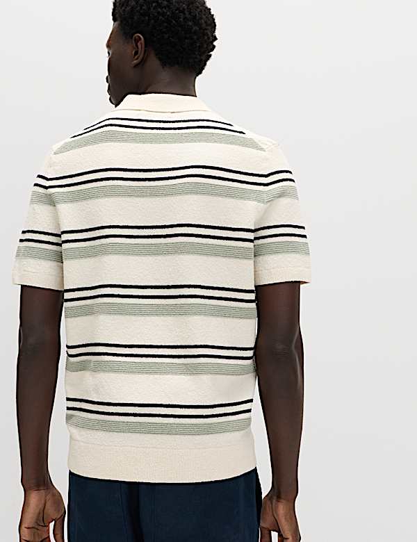 Cotton Rich Bold Striped Boucle Polo Shirt - MX