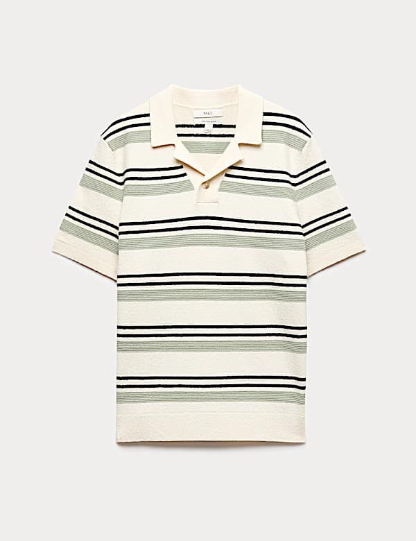 Cotton Rich Bold Striped Boucle Polo Shirt - MX