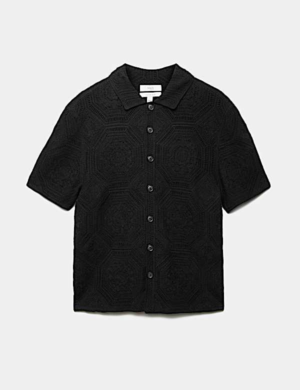 Cotton Rich Button Through Knitted Polo Shirt - AL