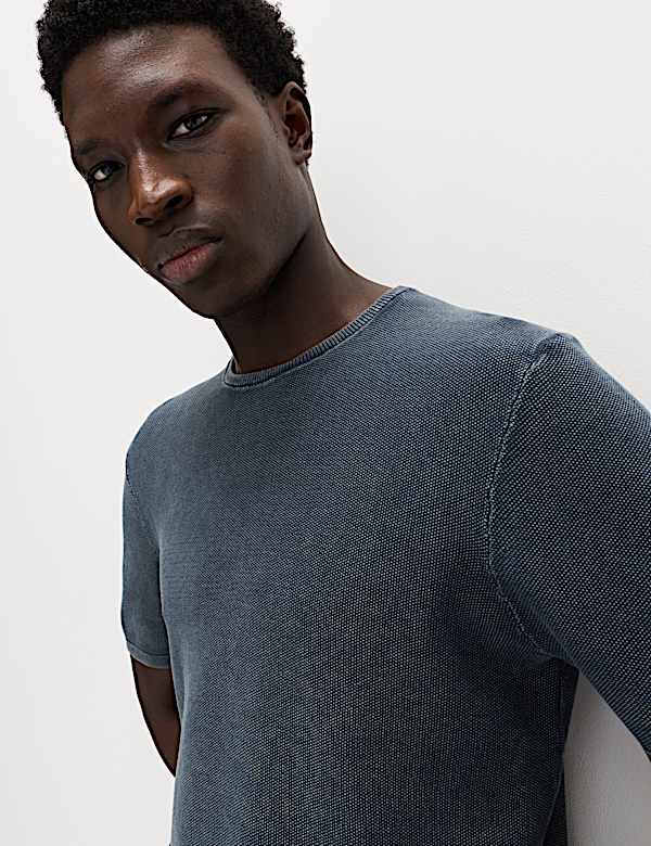 Pure Cotton Garment Dyed Knitted T-Shirt - DK
