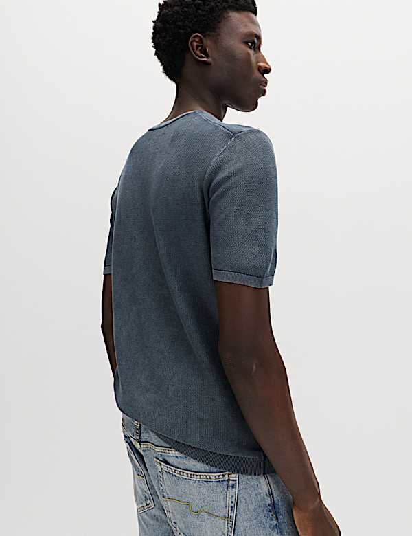 Pure Cotton Garment Dyed Knitted T-Shirt - DK