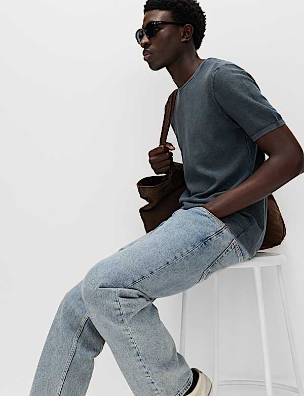 Pure Cotton Garment Dyed Knitted T-Shirt - DK