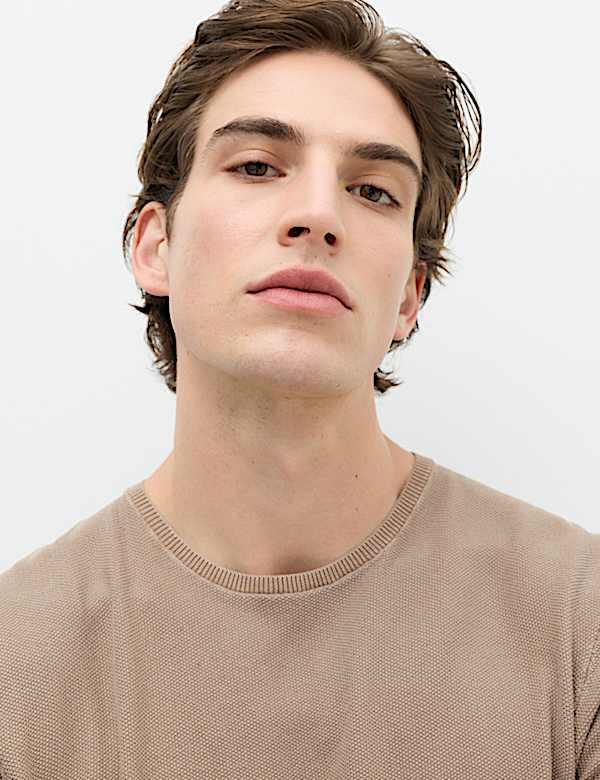 Pure Cotton Garment Dyed Knitted T-Shirt - SE