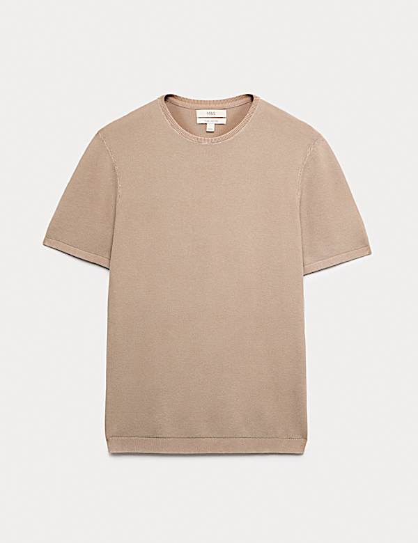 Pure Cotton Garment Dyed Knitted T-Shirt - SE