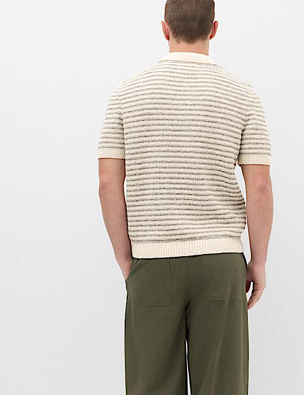 Cotton Rich Textured Knitted Polo Shirt - BG