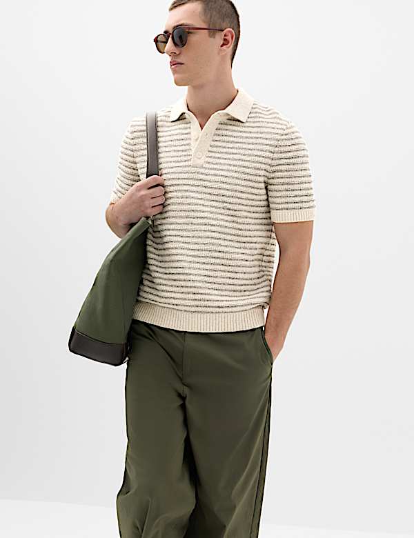 Cotton Rich Textured Knitted Polo Shirt - BG