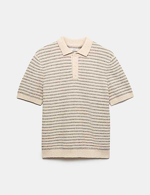 Cotton Rich Textured Knitted Polo Shirt - BG