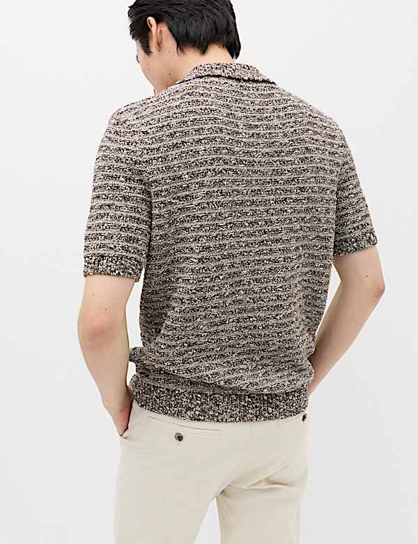 Cotton Rich Textured Knitted Polo Shirt - LV