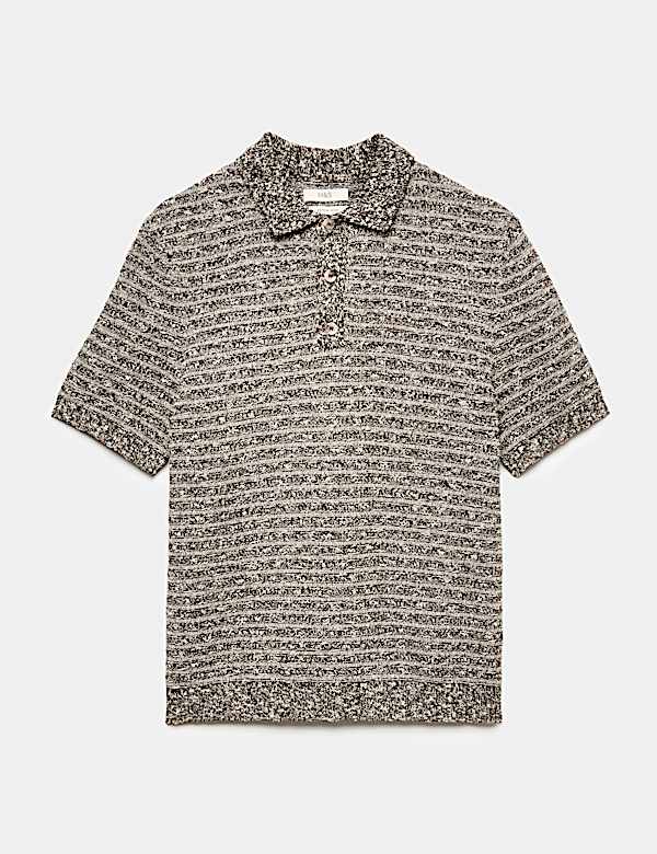 Cotton Rich Textured Knitted Polo Shirt - LV