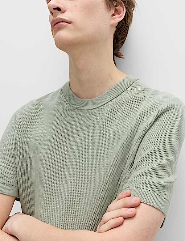 Cotton Rich Textured Knitted T-Shirt