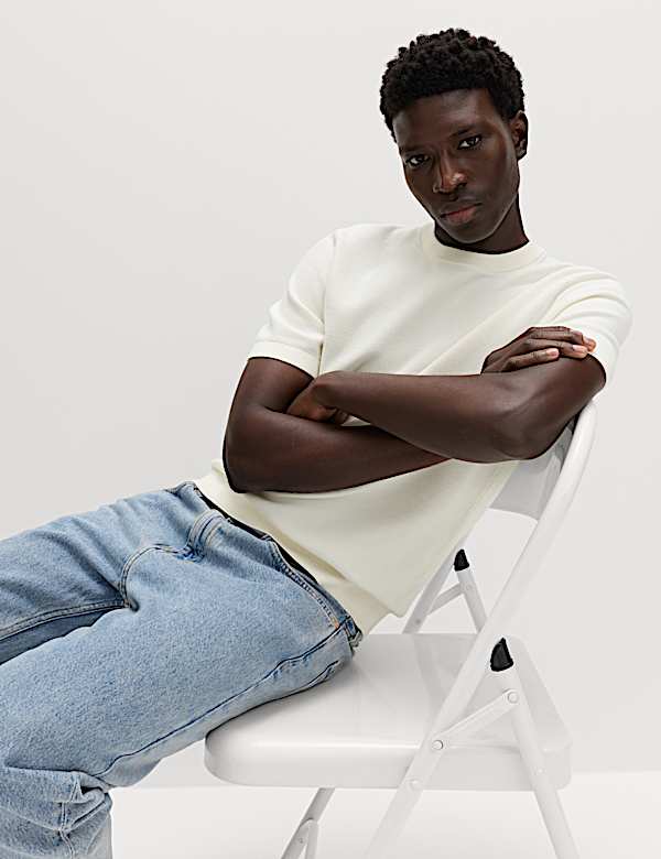 Cotton Rich Textured Knitted T-Shirt