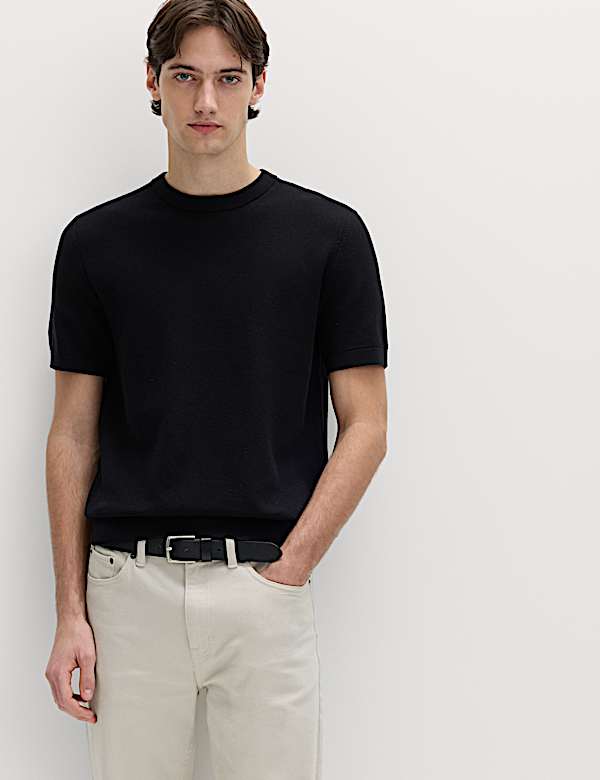 Cotton Rich Textured Knitted T-Shirt