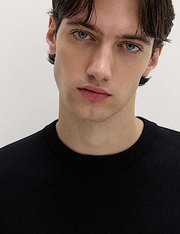 Cotton Rich Textured Knitted T-Shirt