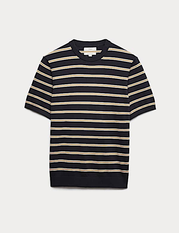 Cotton Rich Striped Knitted T-Shirt - JO