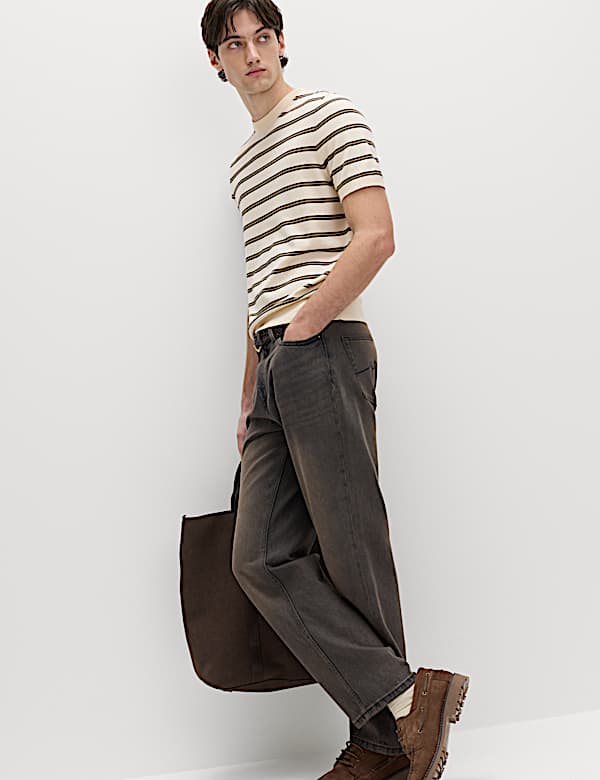 Cotton Rich Striped Knitted T-Shirt - JO