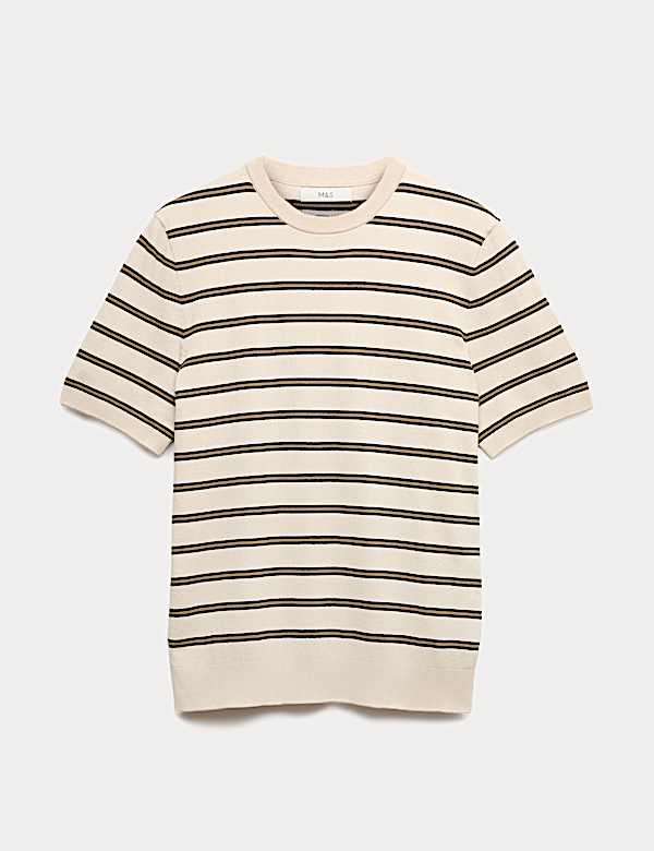 Cotton Rich Striped Knitted T-Shirt - JO