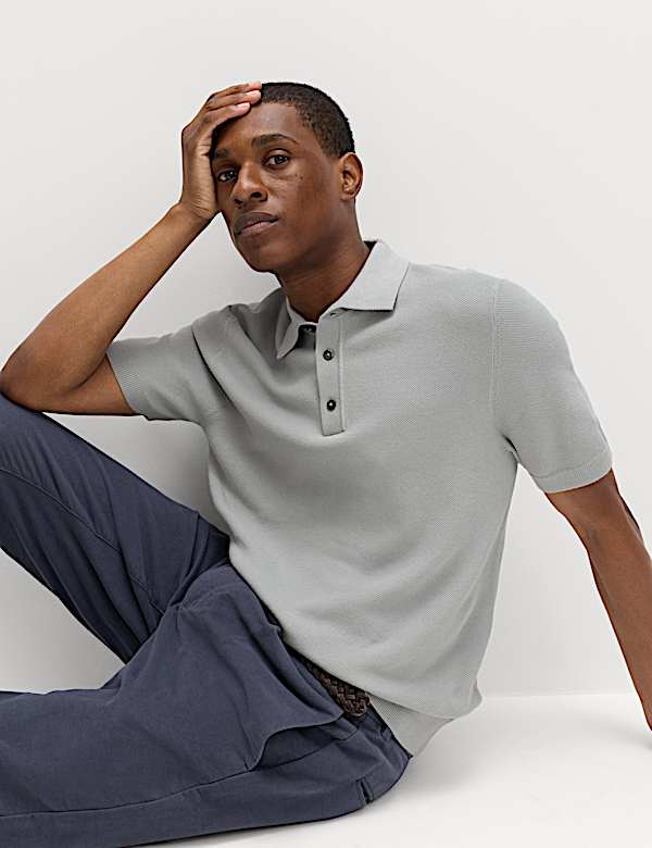 Cotton Rich Regular Fit Knitted Polo Shirt
