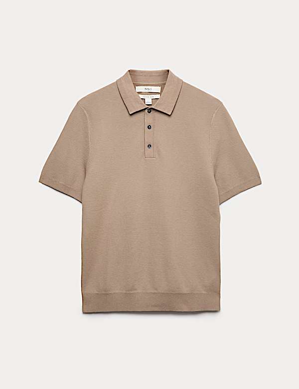Cotton Rich Regular Fit Knitted Polo Shirt - FR
