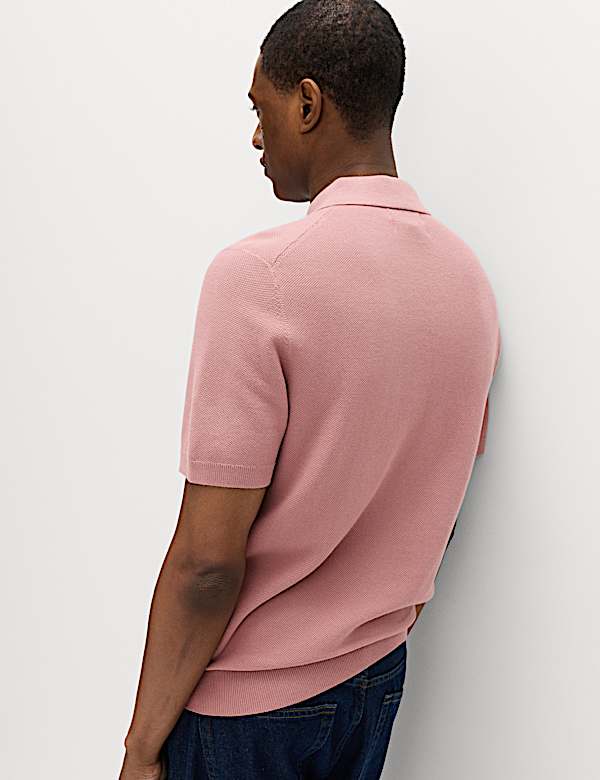 Cotton Rich Textured Knitted Polo Shirt
