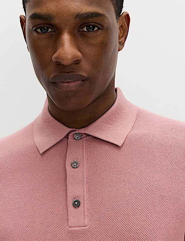 Cotton Rich Textured Knitted Polo Shirt