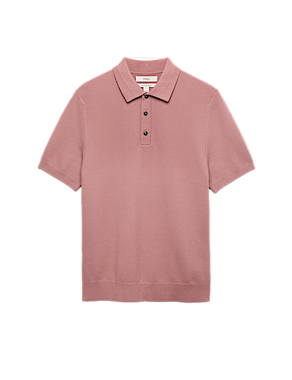 Cotton Rich Textured Knitted Polo Shirt
