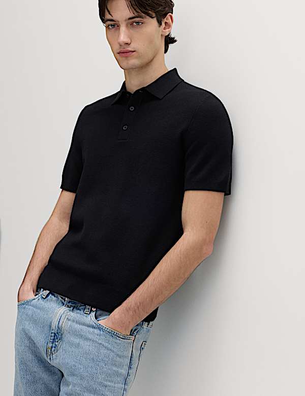 Cotton Rich Textured Knitted Polo Shirt