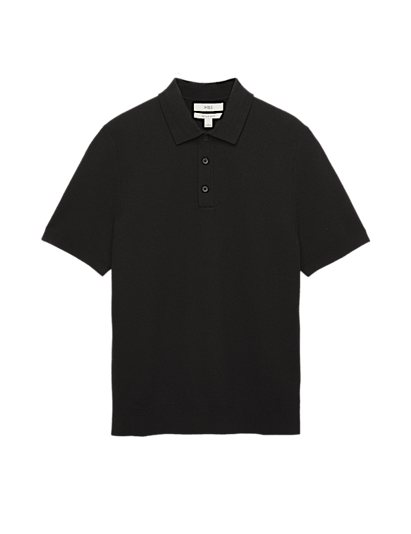 Cotton Rich Textured Knitted Polo Shirt