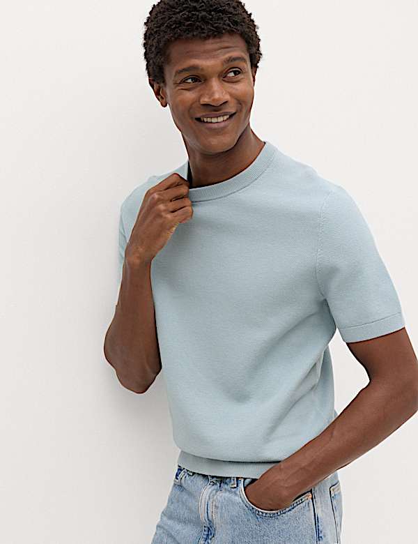 Lot de 2 t-shirts en maille 100 % coton textur&eacute; - BE