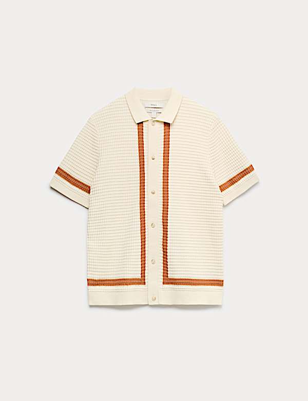 Pure Cotton Tipped Knitted Polo Shirt - ES