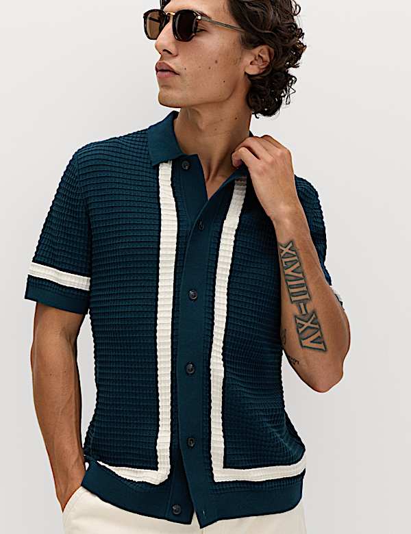 Pure Cotton Tipped Knitted Polo Shirt