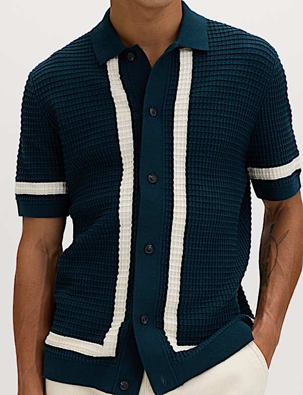 Pure Cotton Tipped Knitted Polo Shirt - SE